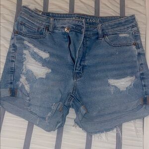 American Eagle Outfitters Distressed Light Blue Jean Shorts